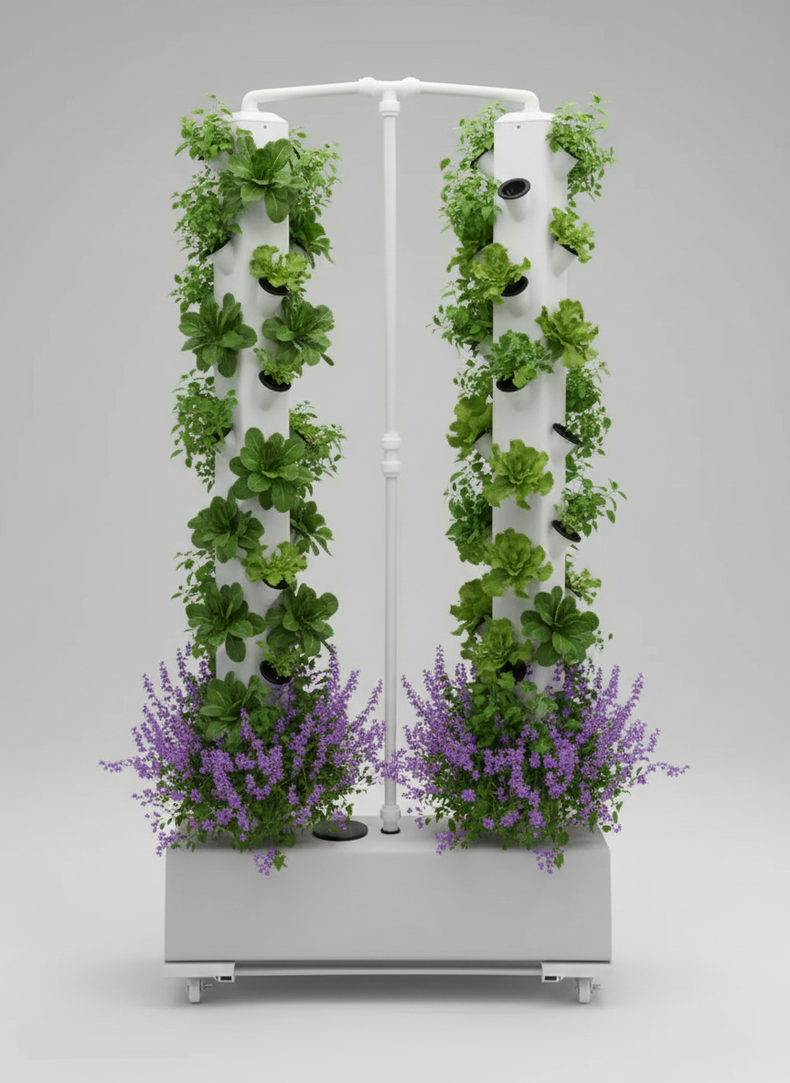 Twin Tower Botaverra, double colonne hydroponique blanche de 56 emplacements