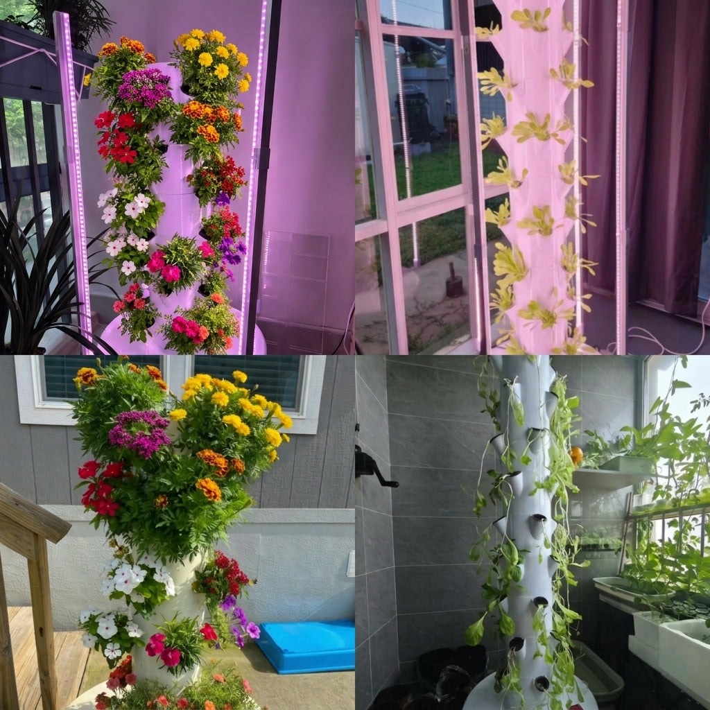 Tour Hydroponique d'Intérieur, Balcon et Terrasse - Potager Fruits, Légumes et Herbes Aromatiques